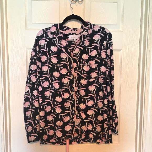 Victoria Secret Floral Black and Pink Pajamas Flannel - Picture 1 of 8